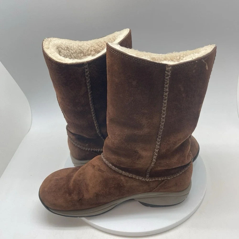 Merrell Primo Stitch High Boots Womens 8 Suede Chestnut Brown Pull‎ Up Fur Lined